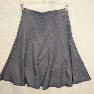 Charcoal Gray A-Line Midi Skirt with Pleats